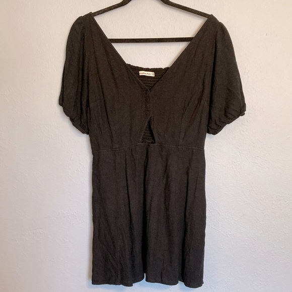 Abercrombie & Fitch Womens Size M Black Mini Smocked Back Front Cut Out Dress - Picture 1 of 13